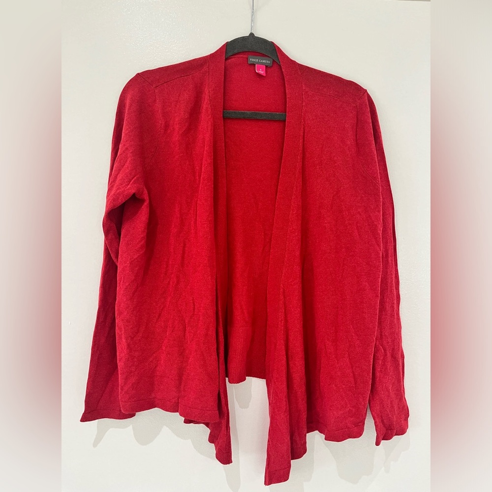 Vince Camuto open cardigan in red size S.